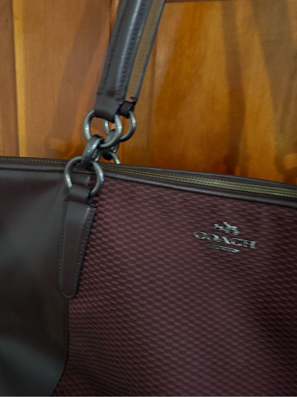 Coach Maroon and Tan Leather Patch Shoulder Bag - Picture 6 of 11
